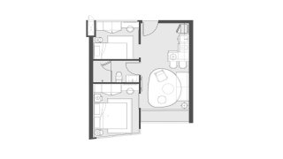 Планировка квартиры 2 спальни в ЖК Lavisco Living № 11007