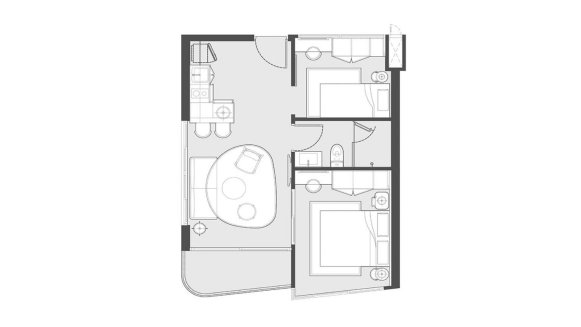 Apartment floor plan, 2 bedrooms in Lavisco Living No. 11006 (2D)